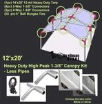 12'X20' Heavy Duty 1-3/8'' High Peak Carport Canopy Kit *pipe Poles Not Included. Fixed Price $154.99.