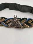 Vintage Ladies Braided Satin Rope Fashion Belt With Horse Head Accent Front. Fixed Price $22.50.