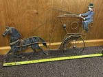 Vintage Folk Art Large Horse And Carriage Buggy Metal Yard Weathervane Decor. Fixed Price $110.00.