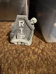 Gray Halloween Tombstone Prop With Skeleton Rip Decoration. Fixed Price $17.57.