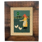 Handmade Wooden Framed Fabric Quilt Pattern Country Farm Folk Wall Art. Fixed Price $31.45.