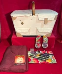 Picnic Time Pioneer Deluxe Basket Set With Blanket Original Design (f). Fixed Price $63.00.