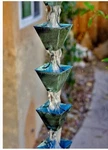 Rain Chain Square Cups Hand Painted Patina Never Used. Fixed Price $125.00.