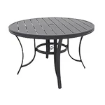 Four Seasons Courtyard Palermo Slat Top Dining Table With Umbrella Hole, Gray. Fixed Price $249.99.