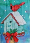 Winter Cardinal Standard Flag By Toland 28" X 40", #1463, Birdhouse. Fixed Price $15.99.