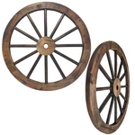 Amajy Rustic Western 24 Wood Wagon Wheel Decor Set Of Fully Painted 1.2 Thick. Fixed Price $99.32.
