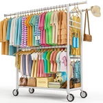 Organize Clothes Fast - Heavy Duty 1060LBS Capacity Rolling Garment Rack. Fixed Price $259.99.