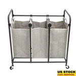 3 Laundry Sorter Metal Rolling Cart Removable Canvas Bags Easy Assembly New. Fixed Price $47.40.