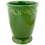Longaberger At Home Garden Vase Green Ceramic Leaf Embossed Footed 5". Fixed Price $12.98.