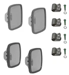 White Steel Mirror Heads With Flat & Convex Glass Pairs Velvac Clamps. Fixed Price $134.95.