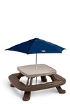 Little Tikes Fold 'n Store Picnic Table With Market Umbrella, Brown (632433M). Fixed Price $224.95.