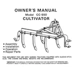Owner's Manual Brinly For Model No. CC-550 Cultivator W/ Parts Illustrations. Fixed Price $15.50.