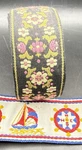 Jacquard Ribbon Trim Lot 2 Ship Compass Pink Black Flower Vintage Sewing 5 Yds. Fixed Price $19.99.