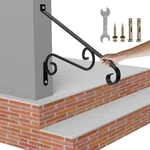 Heavy Duty 21.7" Outdoor Stair Handrail Wrought Iron Wall-mounted Railing. Fixed Price $77.97.