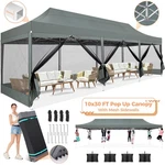 Canopy 10X15FT/10X30FT Heavy Duty Pop Up Gazebo Mesh Screen Tent With Sidewalls. Fixed Price $258.69.