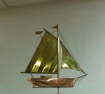Sail Boat Weathervane,copper/brass 3D/ Top Only,,,fits Over 3/8'' Rod. Fixed Price $155.00.