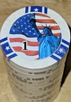 New 25 Pack Home Poker Sets Usa 1.00 White Statue Of Liberty Chips. Fixed Price $18.99.
