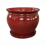 Southern Patio Wisteria 8 Inch Diameter Ceramic Planter Pot With Saucer, Red. Fixed Price $30.99.