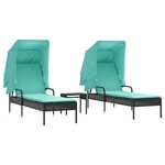 Sun Loungers With Canopies And Table Outdoor Furniture 2 Pcs Poly Rattan Vidaxl. Fixed Price $344.99.