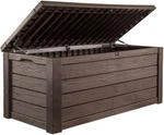 Keter Westwood 150 Gallon Deck Box, Brown Outdoor Storage & Bench Seat. Fixed Price $165.95.