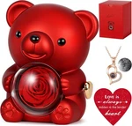 Cute Teddy Bear With Preserved Rose, Hidden Surprise Necklace Rotating Gift Box. Fixed Price $49.99.
