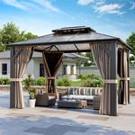 10 X 12 Ft Outdoor Pc Double Roof Gazebo With Nettings,curtains,aluminum Frame. Fixed Price $499.99.