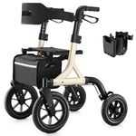 12"+10" Rubber Wheels All-terrain Rollator Walker With Seat Foldable Adjustable. Fixed Price $157.59.