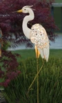 White Egret Solar Garden Stake Sea Bird Metal Art Sculpture Crane Heron 42. Fixed Price $73.05.