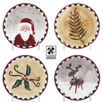 Mww Market Folklore Christmas 4.5" Mini Plate Set Santa Reindeer Holly Star. Fixed Price $39.95.