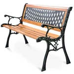 Patio Park Garden Bench Porch Resting Path Chair Outdoor Deck Cast Iron Hardwood. Fixed Price $99.99.