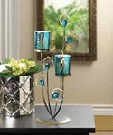 Multicolor Metal Glass Beautiful Home Decorative Peacock Plume Candleholder. Fixed Price $35.00.