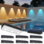 Solar Fence Lights Outdoor Wall Warm/cool White + Rgb Color (8PACK). Fixed Price $39.99.