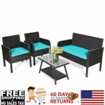 4 Piece Patio Furniture Set Garden Outdoor/indoor Veranda Sectional Sofa Rattan. Fixed Price $399.11.