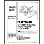 Sears Craftsman Inch Snow Blower Tractor Attachment 842.240511 Pages. Fixed Price $16.95.