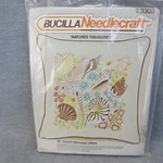 Vint Bucilla Needlecraft Seashells Pillow Kit Natures Treasures 3303. Fixed Price $34.99.