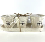 Rae Dunn By Magenta 4 Pc Planter Set Grow-buzz-bloom New Spring Flower Pot Rare. Fixed Price $59.95.