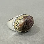 Carolyn Pollack Relios Oval Fire Agate Ring Sterling Silver & Brass Size 7. Fixed Price $139.95.
