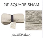 Hearth & Hand Euro Pillow Sham Cover Case 26" Square Beige Crosshatch Taupe New. Fixed Price $24.99.