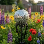 Mirrored Diamond Gazing Ball With Solar Light - 10 By Sunnydaze. Fixed Price $75.95.