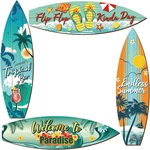 4 Pcs Surfboard Hawaiian Wooden Beach Wall Tiki Tropical Bar Decorat. Fixed Price $25.99.