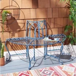 Antique Blue Safavieh Tree Bench Outdoor Garden Wrought Iron Semi-circle. Fixed Price $191.97.