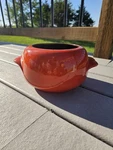 Vintage Frankoma 4V Flame Red Orange Glazed Casserole Bean Pot No Lid Oklahoma. Fixed Price $20.00.