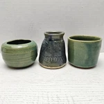 Lot Of 3 Studio Art Pottery Planters Vases Signed Succulent Air Green Blue. Fixed Price $17.99.