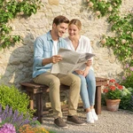 Outsunny Wooden Garden Bench 0.8" Seater 35.4", Carbonized. Fixed Price $61.99.