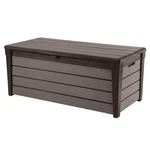 Keter Brushwood 120 Gallon Resin Outdoor Deck Storage Box For Yard Tools, Brown. Fixed Price $192.99.