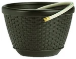 Suncast HPW100 18" Brown Resin Wicker Design Garden Hose Storage Pot. Fixed Price $63.98.