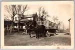 Vtg Color Snapshot Man Horse-drawn Wagon In Yard 1960S. Fixed Price $7.99.