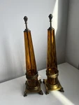 Pair Of Bombay Company Faux-tortoise Obelisk Brass Amber Accents 19 Sculpture. Fixed Price $125.00.