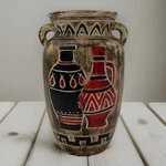 Vintage Egyptian Style Vase Hand-crafted Earthenware Double Handle 8.25. Fixed Price $44.00.