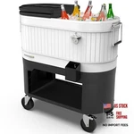 Permasteel Rolling Patio Cooler Large Outdoor Ice Chest With 120-QUART White. Fixed Price $429.10.